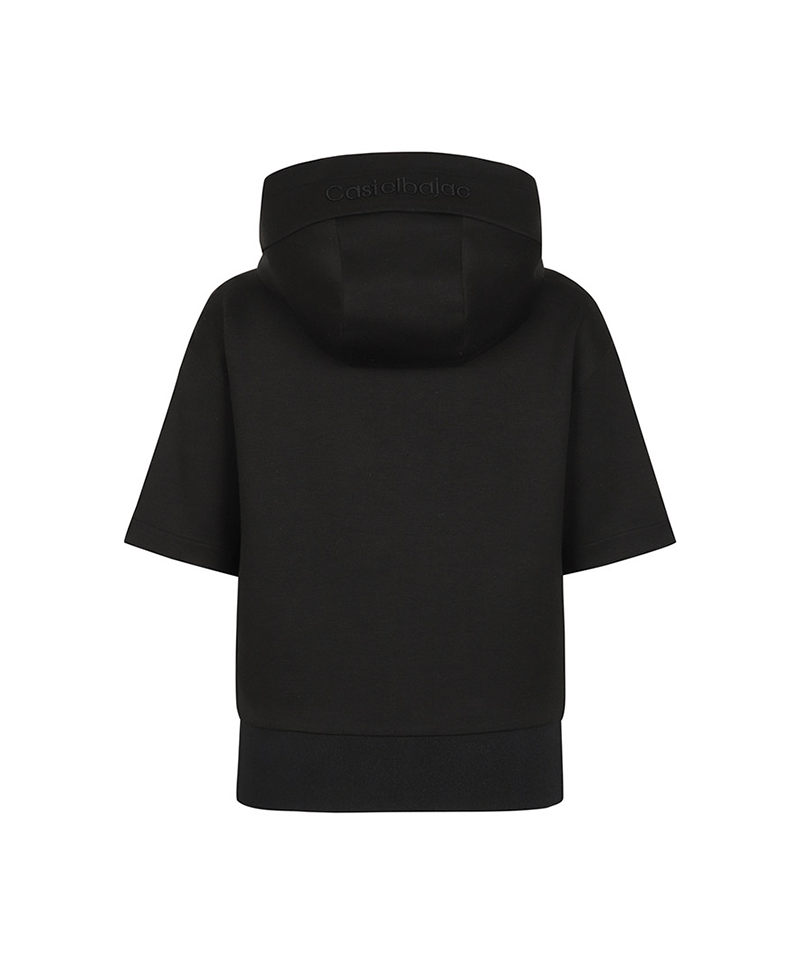 Castelbajac Women's Short-Sleeve Jersey Half-Zip Hooded T-Shirt - Black