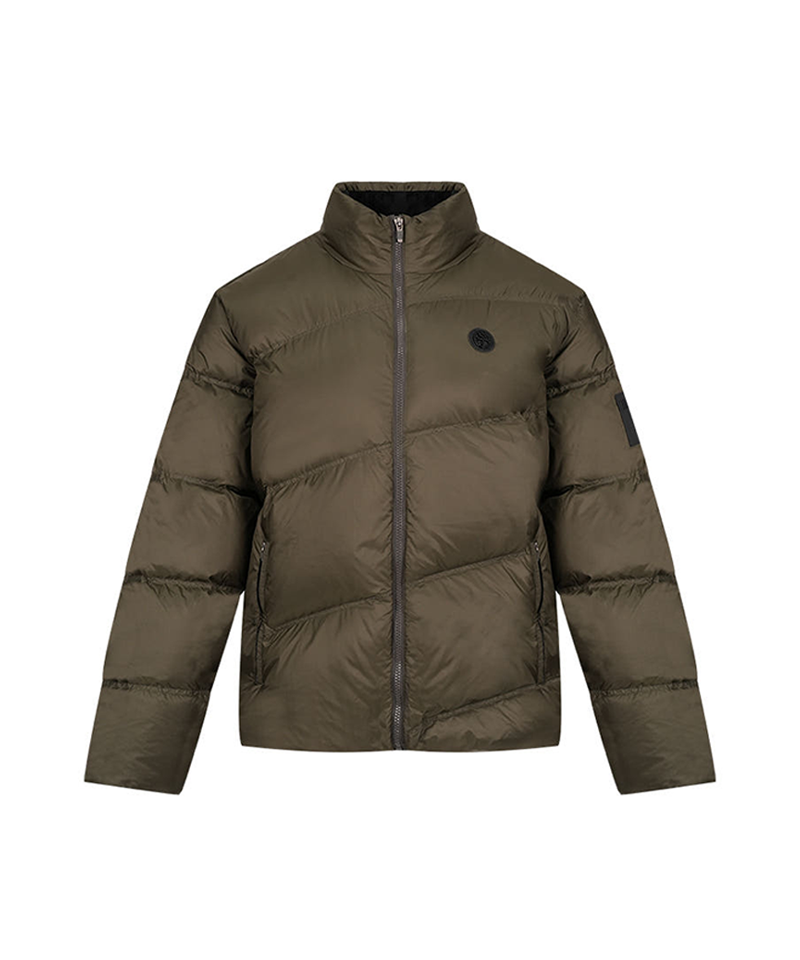 Castelbajac Men's Diagonal Quilted Duck Down Padded Jumper - Khaki