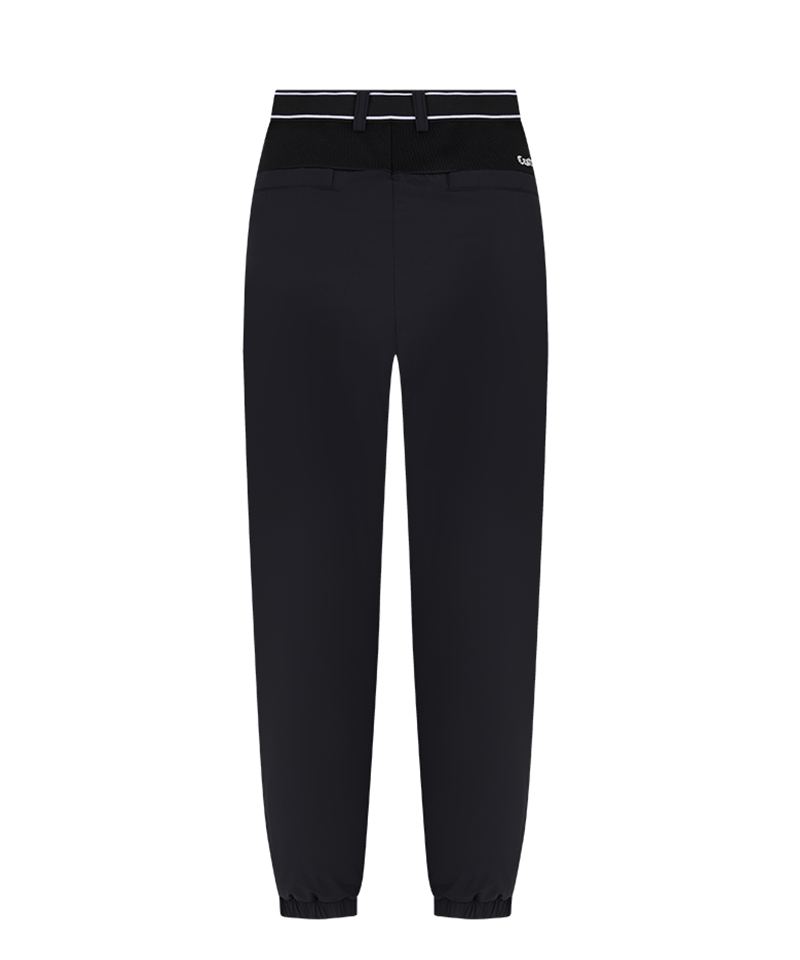 Castelbajac Men's Black Line Color Block Band Stretch Padded Jogger Pants - Black