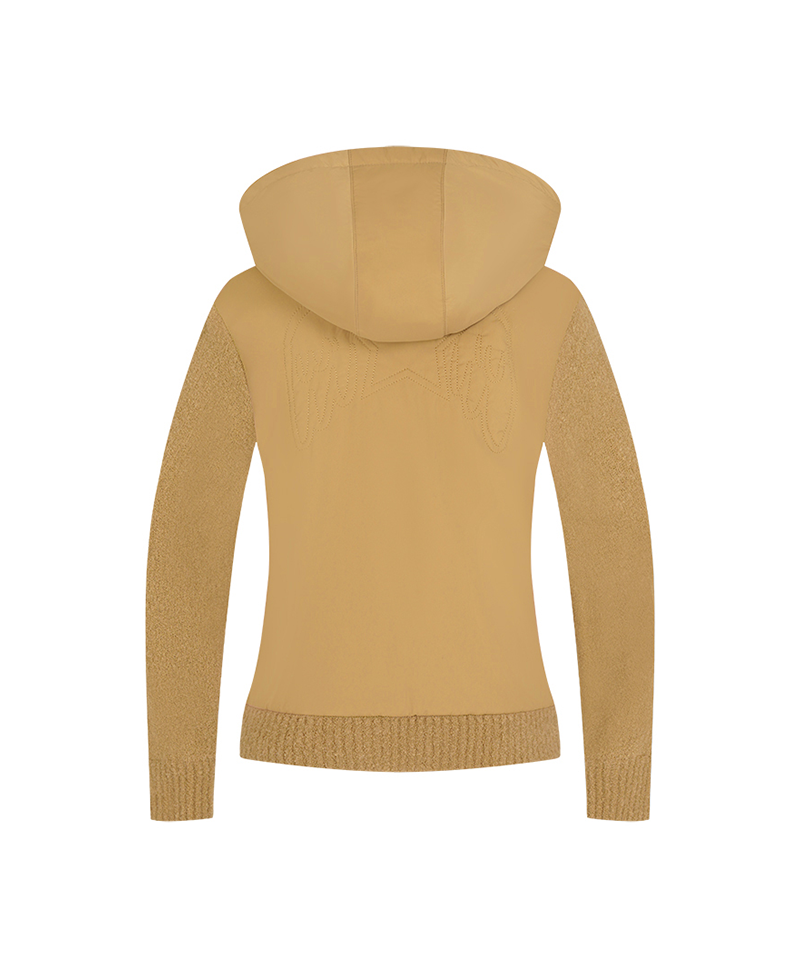 Castelbajac Women's Artwork Embroidered Hybrid Padded Zip-Up Hoodie - Beige