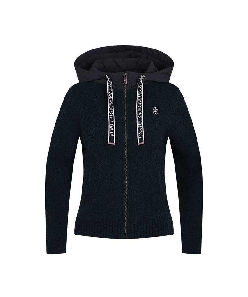 Castelbajac Women's Artwork Embroidered Hybrid Padded Zip-Up Hoodie - Navy