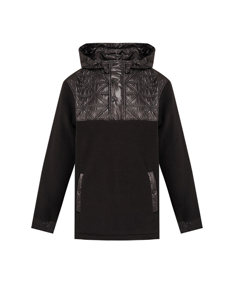 Castelbajac Men's Black Line Padded Mix Hooded Anorak T-Shirt - Black