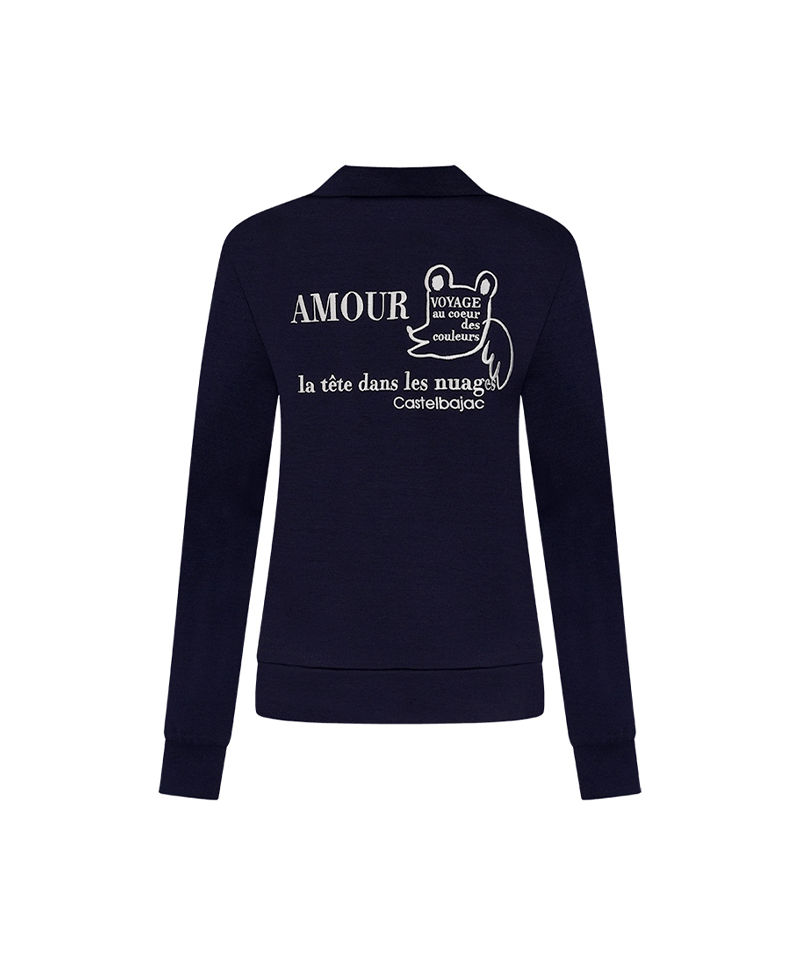 Castelbajac Women's Character Embroidered Half-Zip T-Shirt - Navy