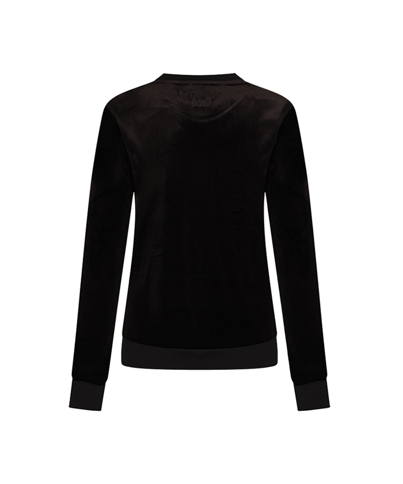 Castelbajac Women's Black Line Symbol Embroidered Velvet Man-to-Man T-Shirt - Black