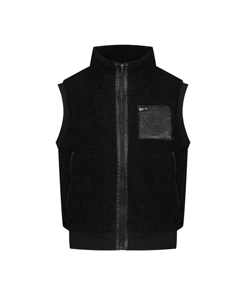 Castelbajac Women's Black Line Leather Pocket Point Pleated Vest - Black