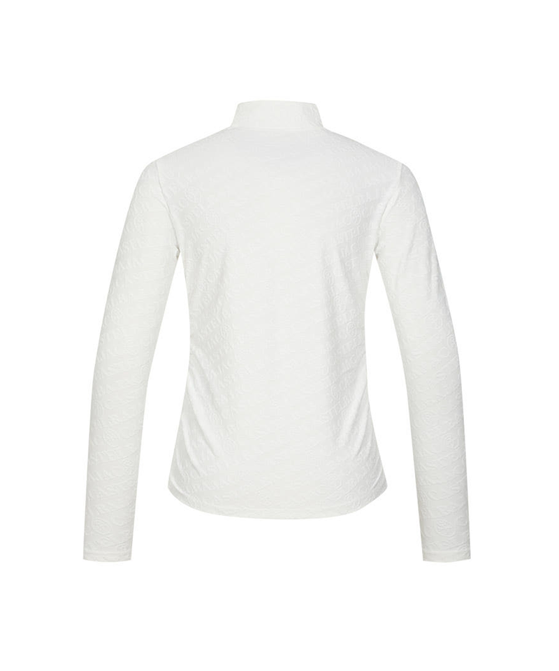 Castelbajac Women's Jacquard Shirred Mock Neck T-Shirt - White