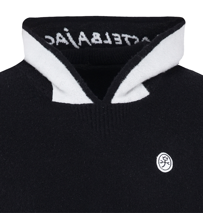 Castelbajac Women's Boucle Two-Color Hooded Sweater - Black