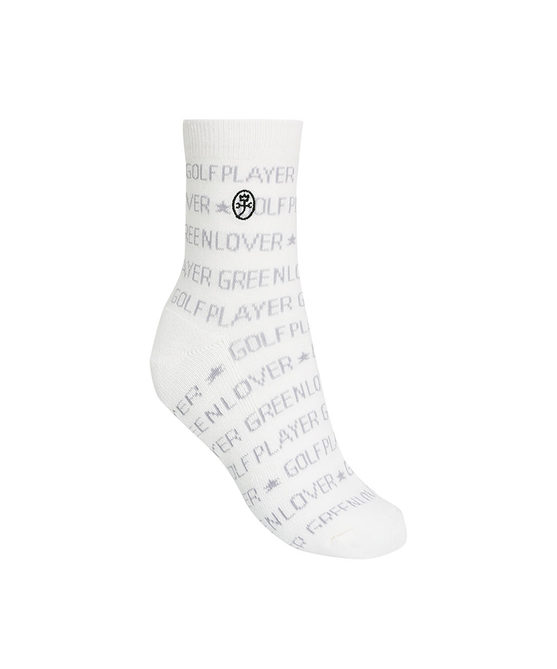 Castelbajac Men's Lettering Pattern Point Mid-calf Socks - White