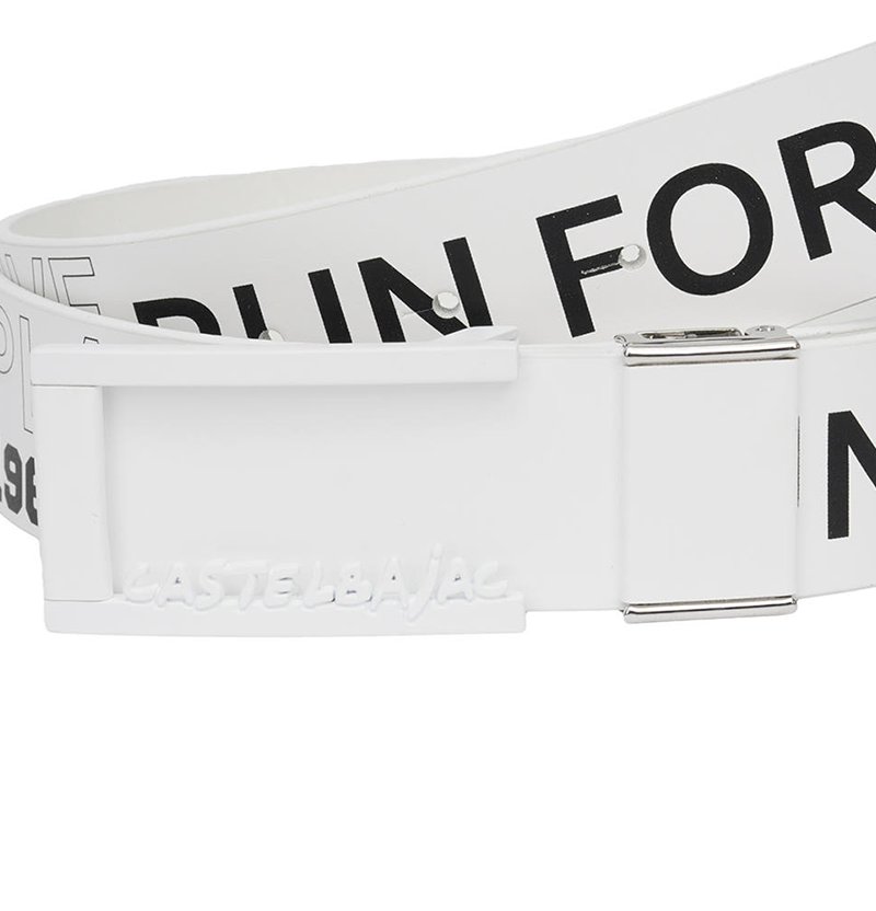 Castelbajac Men's Print Buckle Belt - White