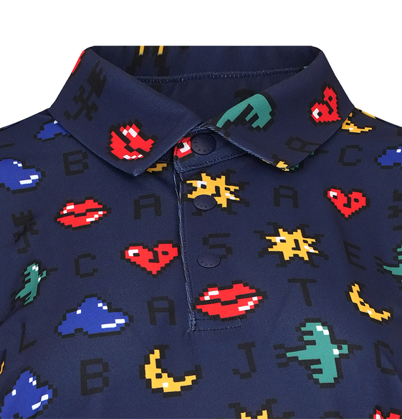Castelbajac Men's Pixel Print Polo T-Shirt - 2 Colors