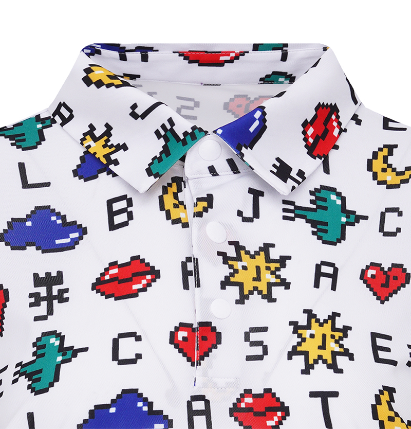 Castelbajac Men's Pixel Print Polo T-Shirt - 2 Colors