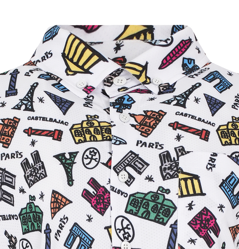 Castelbajac Men's PARIS Pattern Mesh Shirt - White
