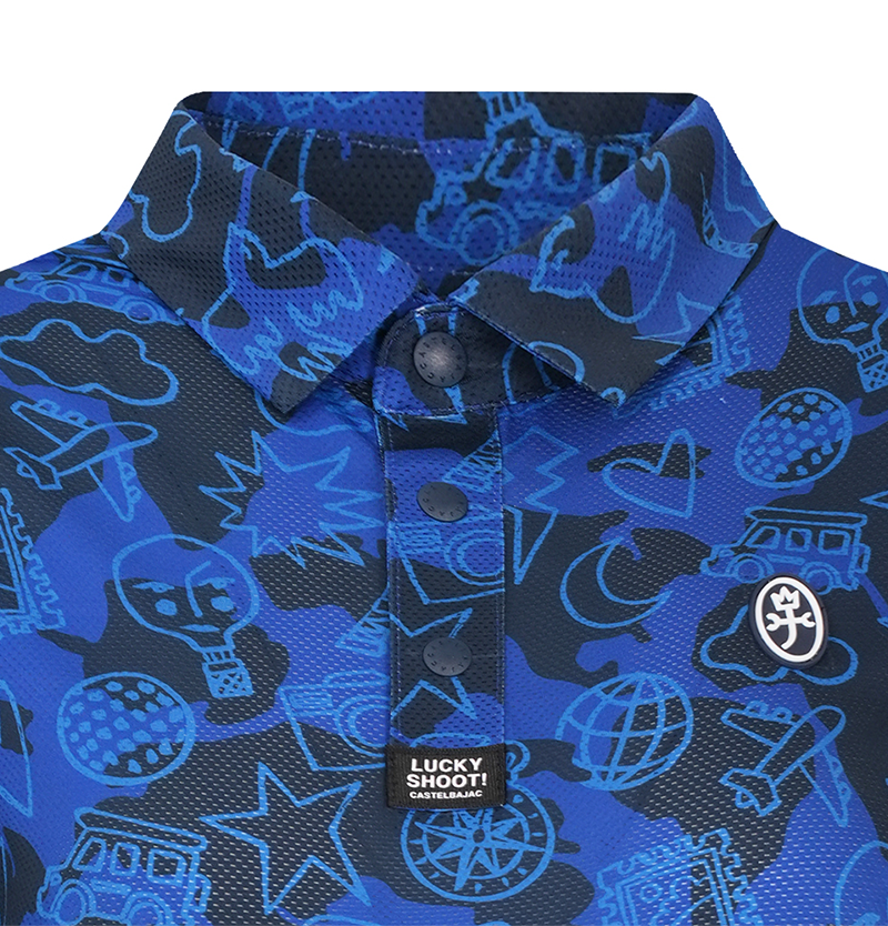 Castelbajac Men's Full-Length Travel Pattern Polo T-Shirt - 2 Colors