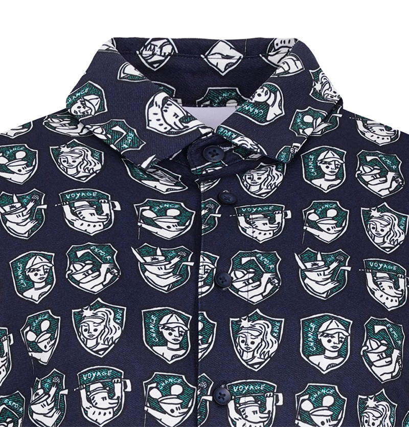 Castelbajac Men's Full-Length Pattern Jersey Shirt - Navy