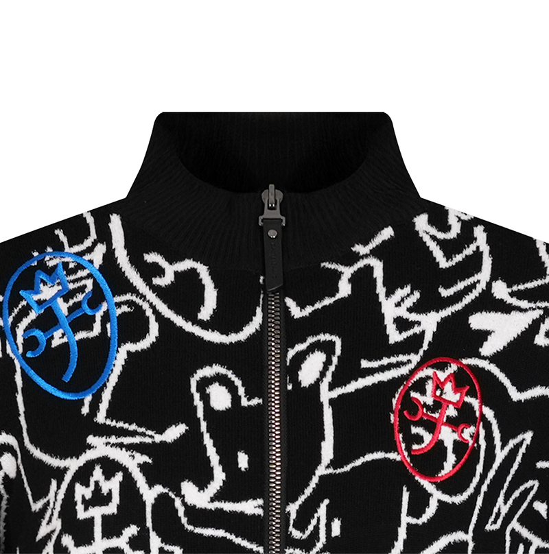 Castelbajac Women's Character Logo Jacquard Zip-Up Cardigan - Black