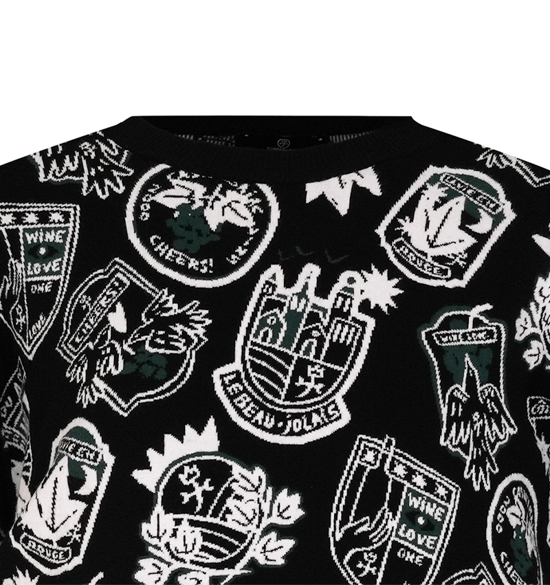 Castelbajac Men's Emblem Pattern Knit - Black