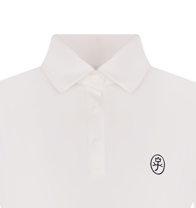 Women's Logo Embroidered Basic Collar T-Shirt - White