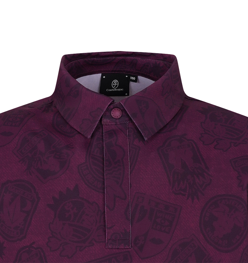 Castelbajac Men's Full-Print Short-Sleeve Collared T-Shirt - Purple