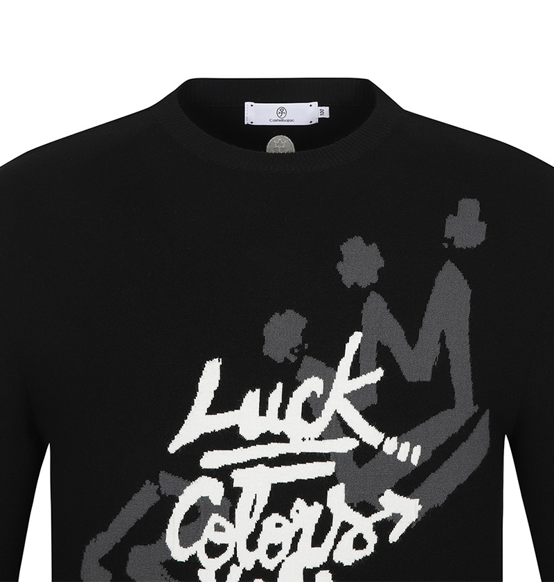 Castelbajac Men's Lettering Round Sweater - Black