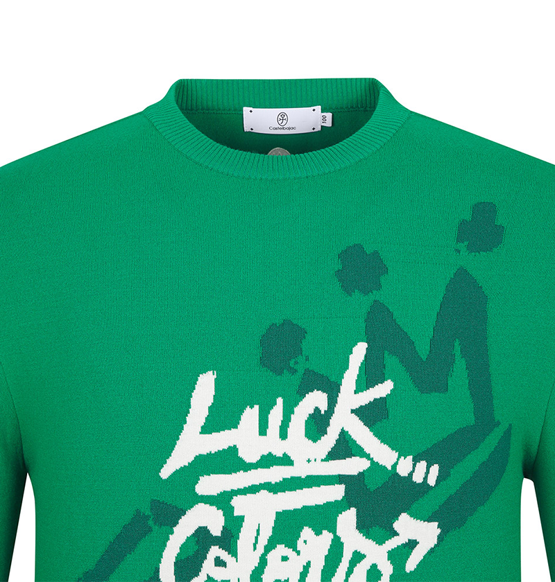 Castelbajac Men's Lettering Round Sweater - Green