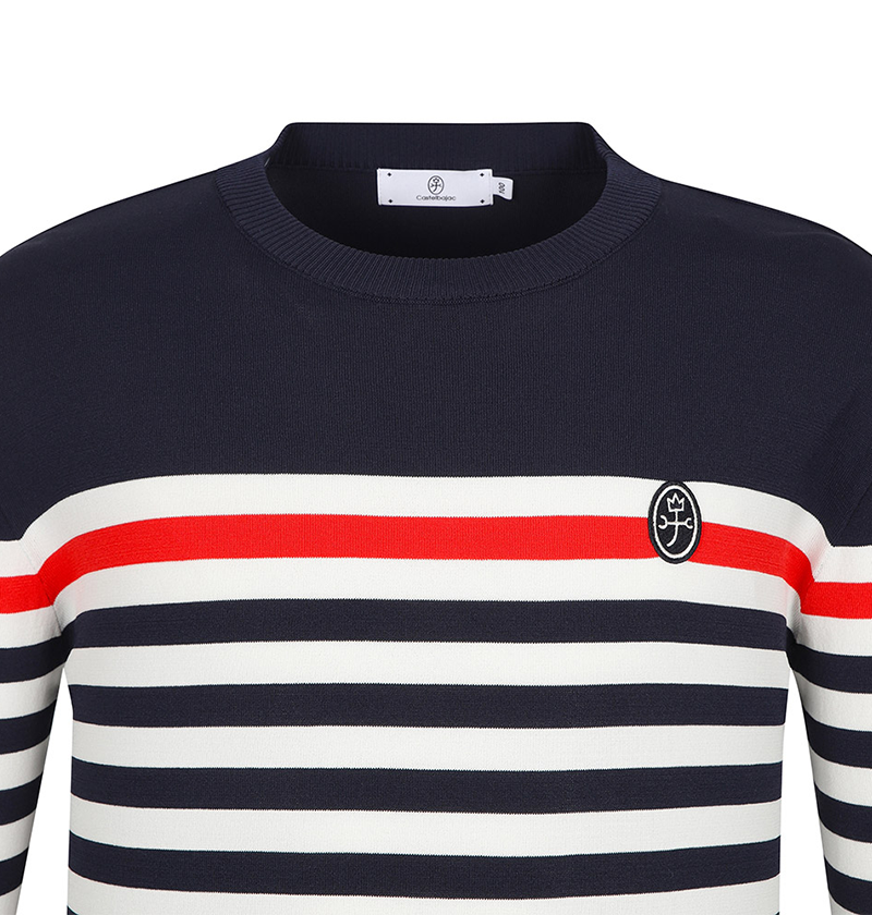 Castelbajac Men's Striped Round Sweater - Navy