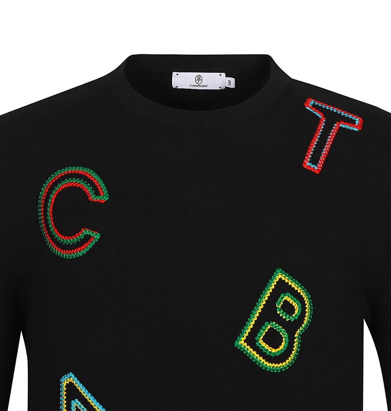 Castelbajac Men's Lettering Embroidered Round Neck Sweater - 2 Colors