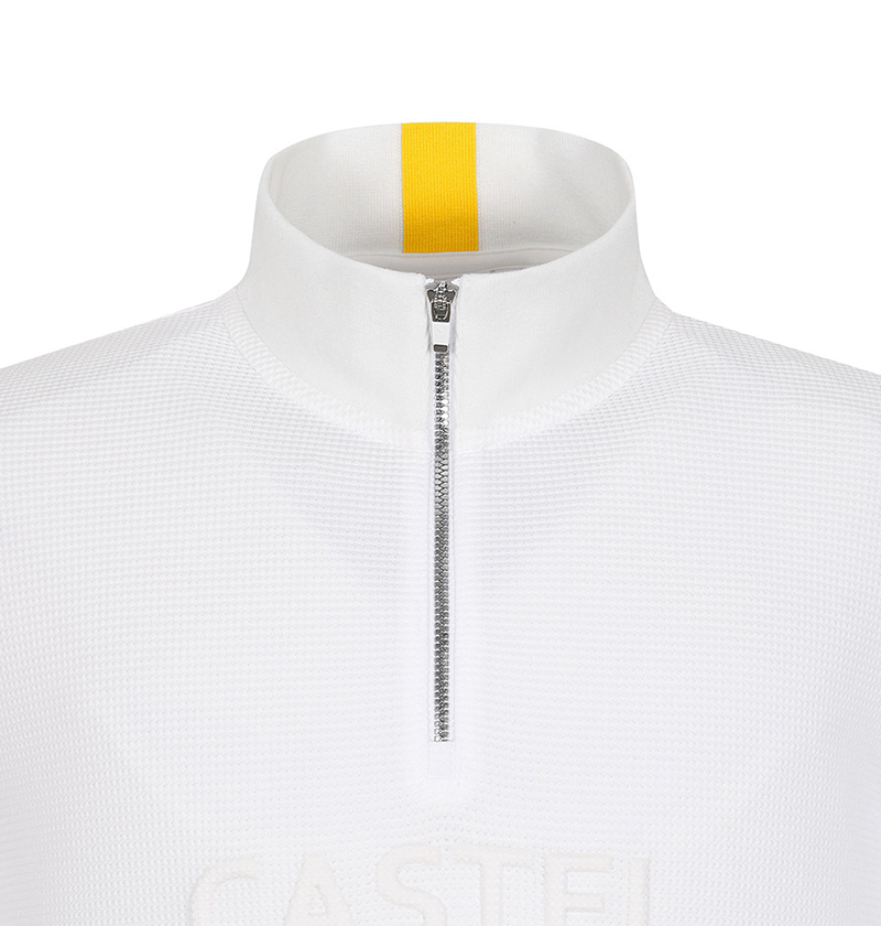 Castelbajac Men's High-Neck Half-Zip T-Shirt in Textured Fabric - White