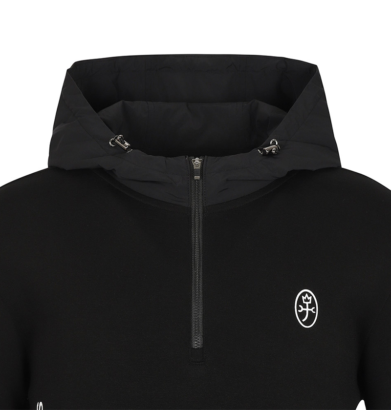 Castelbajac Men's Woven Hooded Half-Zip T-Shirt - Black