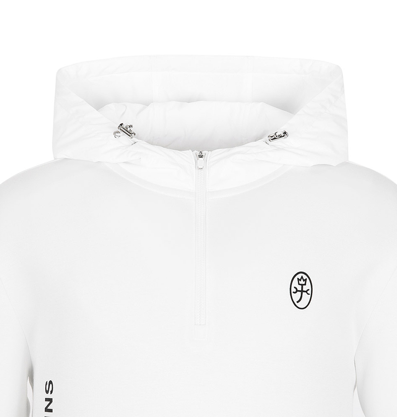 Castelbajac Men's Woven Hooded Half-Zip T-Shirt - White