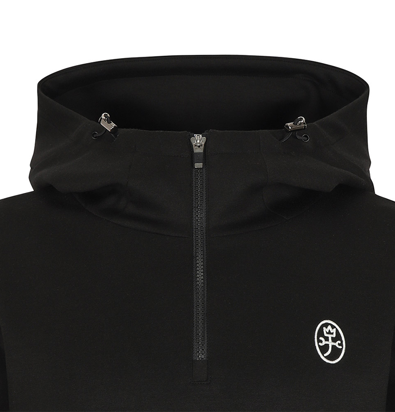 Castelbajac Women's Short-Sleeve Jersey Half-Zip Hooded T-Shirt - Black