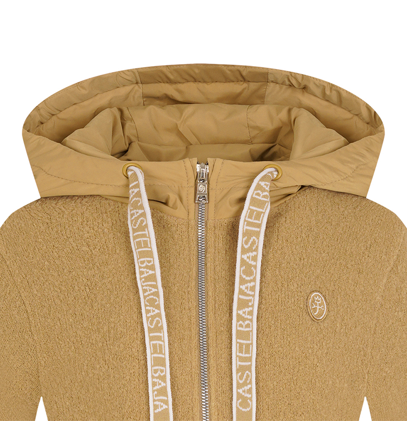 Castelbajac Women's Artwork Embroidered Hybrid Padded Zip-Up Hoodie - Beige