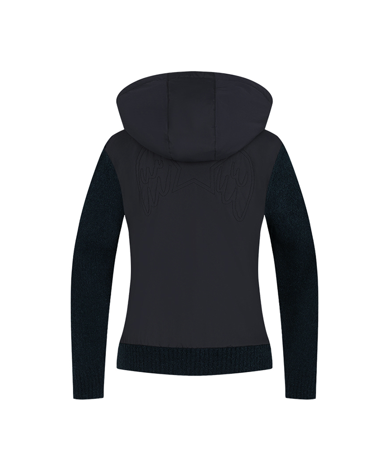 Castelbajac Women's Artwork Embroidered Hybrid Padded Zip-Up Hoodie - Navy