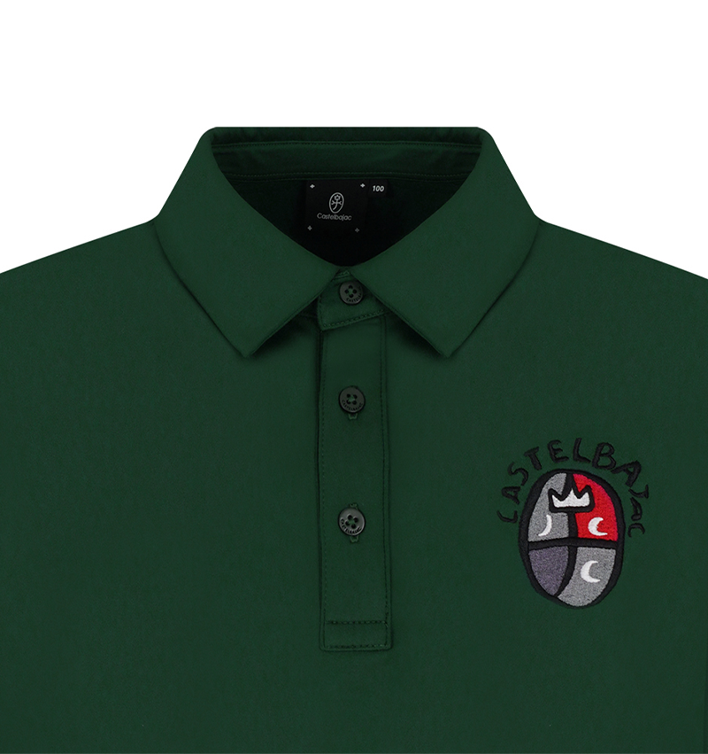 Men's Embroidered Point Basic Collar T-Shirt - Green