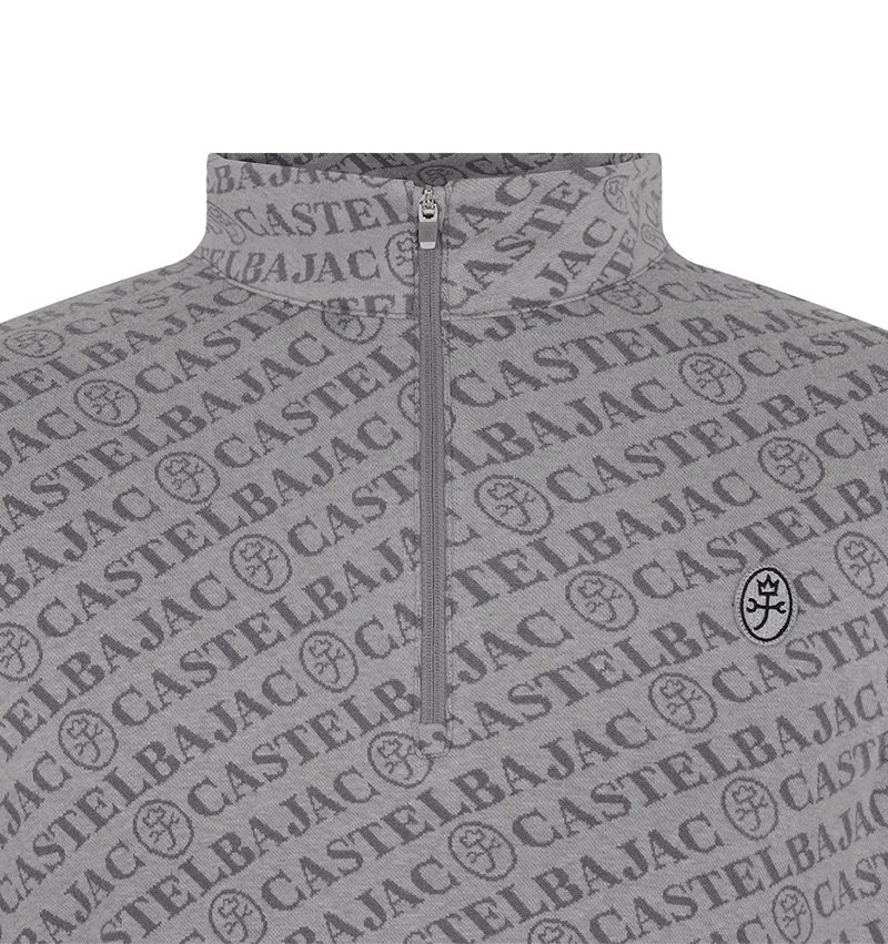 Castelbajac Men's Logo Jacquard Half-Zip T-Shirt - Grey