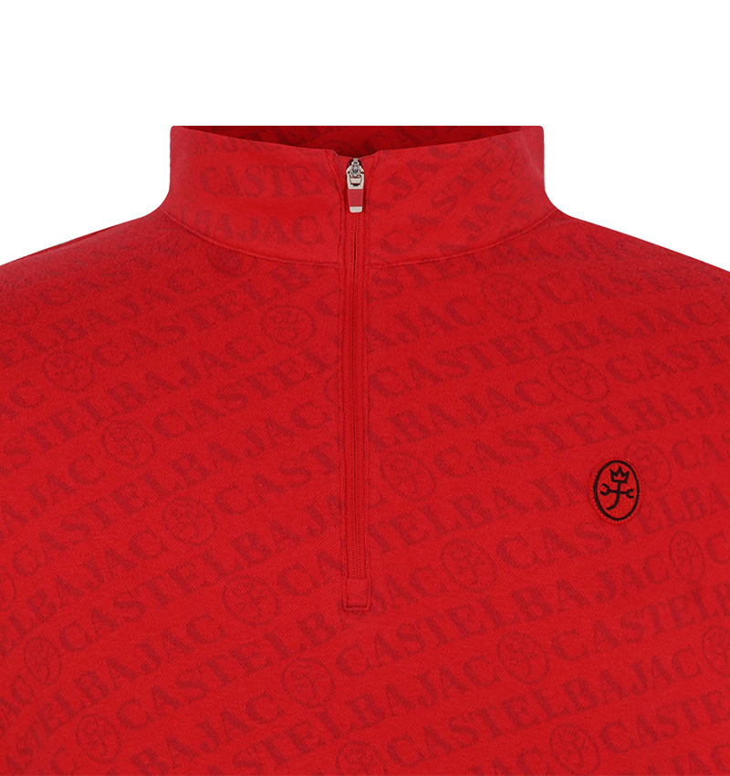 Castelbajac Men's Logo Jacquard Half-Zip T-Shirt - Red