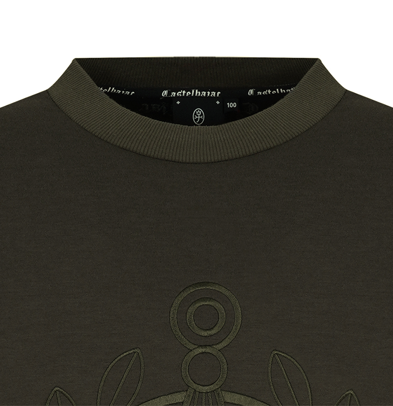 Castelbajac Men's Symbol Embroidered Neoprene Sweatshirt - Khaki