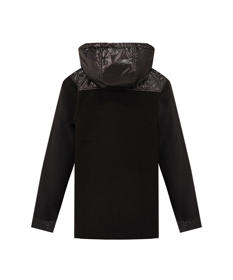 Castelbajac Men's Black Line Padded Mix Hooded Anorak T-Shirt - Black