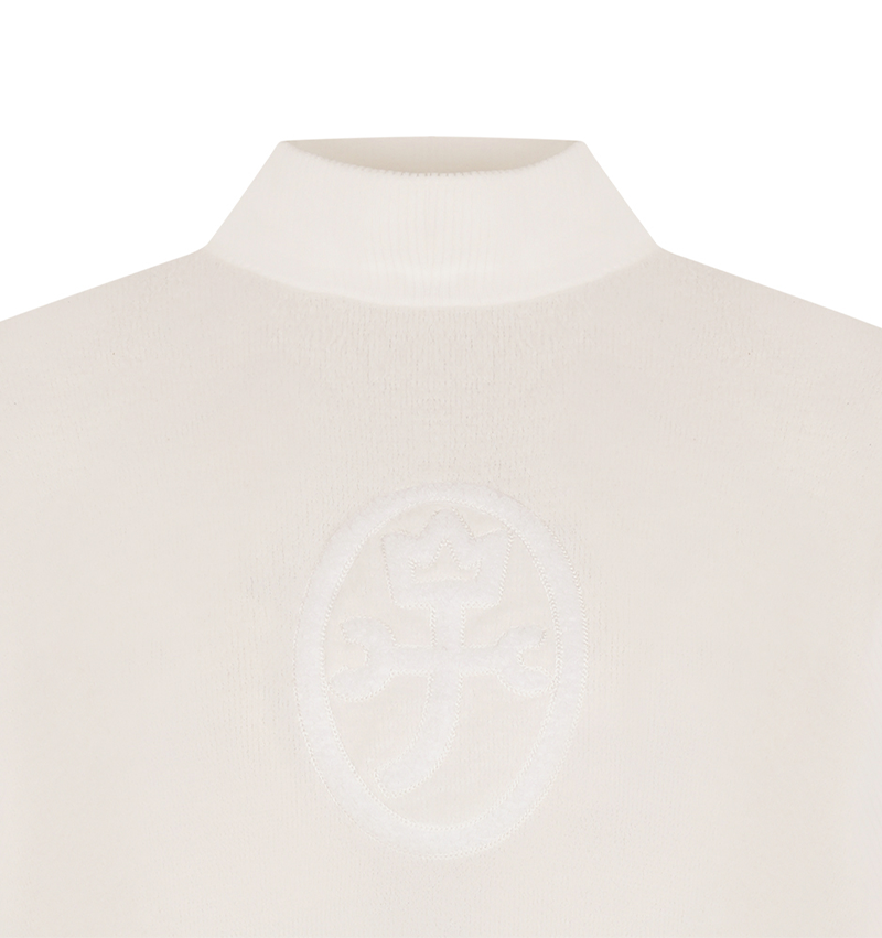 Castelbajac Women's Embroidered Point Boucle Half-Length T-Shirt - Ivory