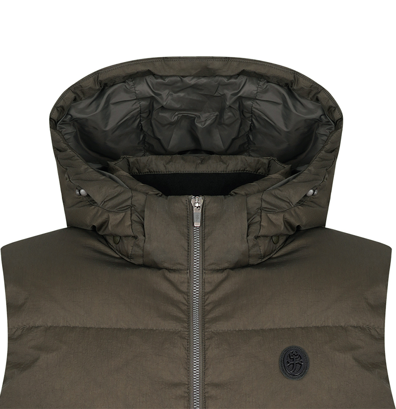 Castelbajac Men's Detachable Hooded Duck Down Vest - Khaki