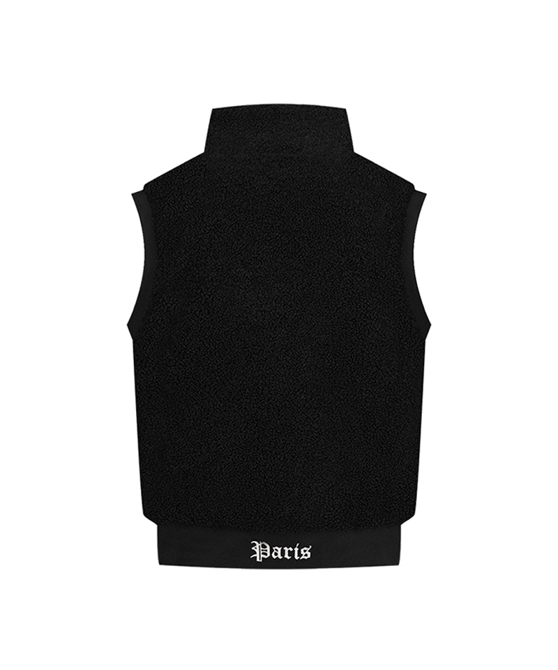 Castelbajac Women's Black Line Leather Pocket Point Pleated Vest - Black