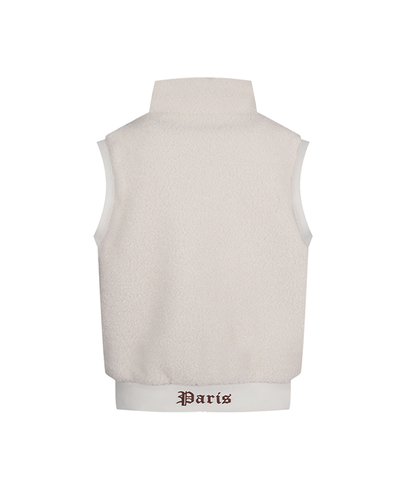 Castelbajac Women's Black Line Leather Pocket Point Pleated Vest - White