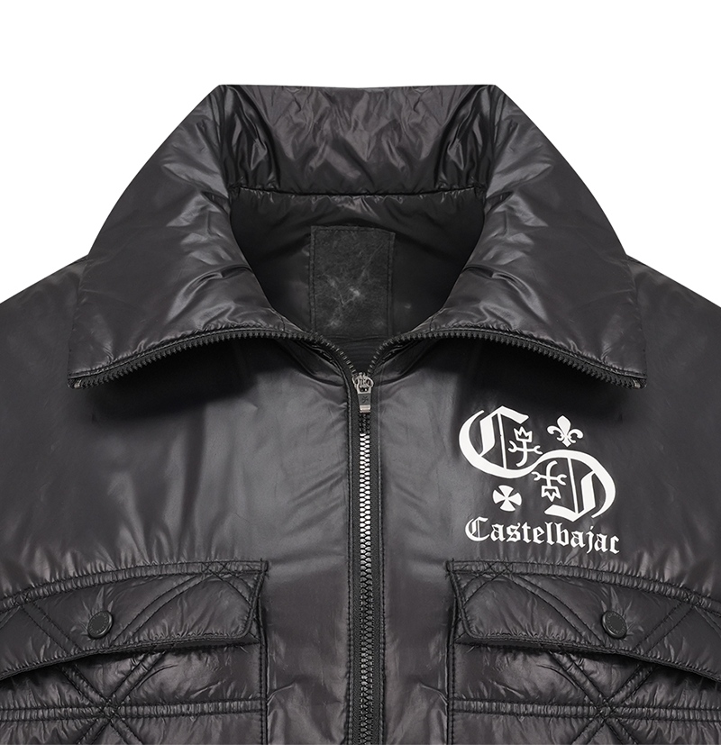 Castelbajac Women's Black Line Glossy Quilted Point Padded Crop Vest - Black