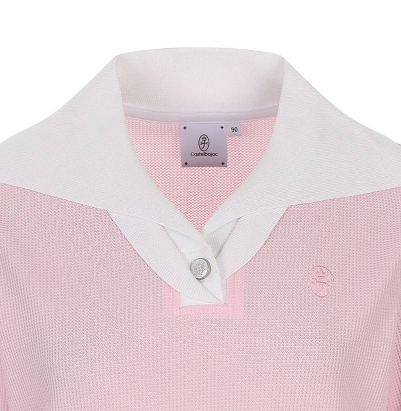 Castelbajac Women's Textured Color Block Big Collar T-shirt - Light Pink