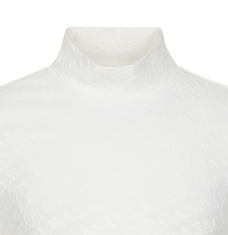 Castelbajac Women's Jacquard Shirred Mock Neck T-Shirt - White