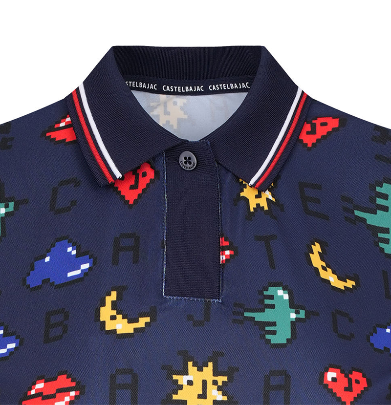 Castelbajac Women's Pixel Pattern Collared T-shirt - Navy