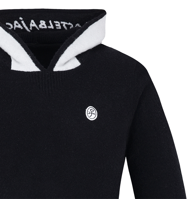 Castelbajac Women's Boucle Two-Color Hooded Sweater - Black