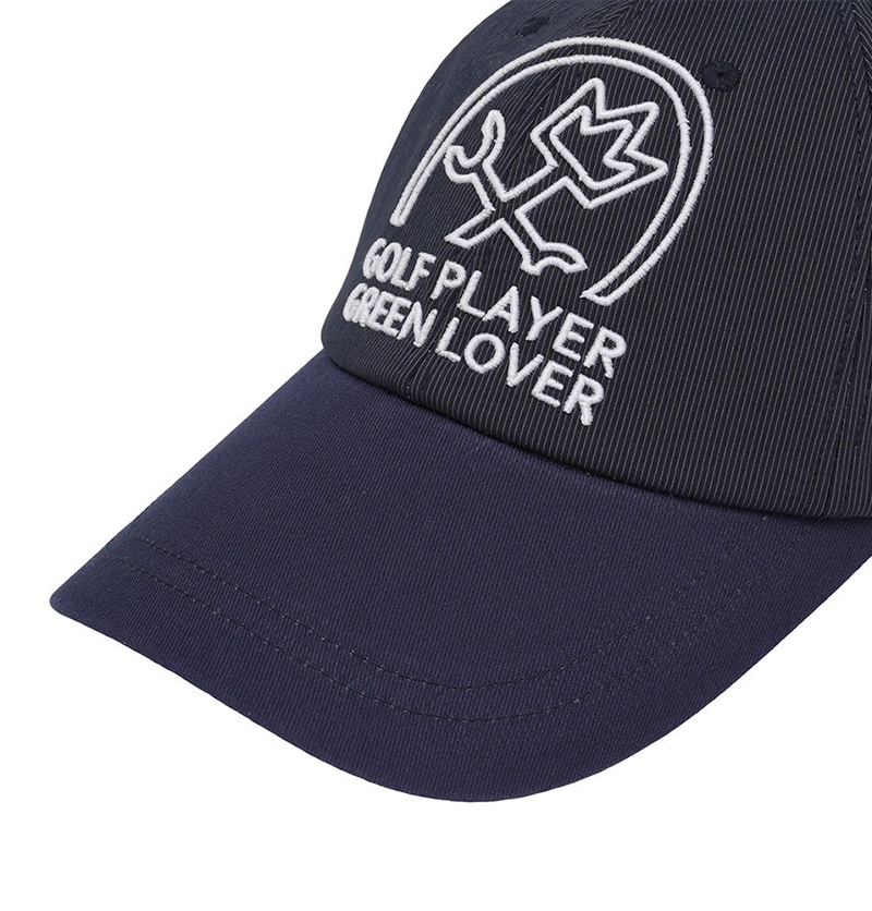 Castelbajac Men's Stripe Slogan Embroidery Point Ball Cap - Navy