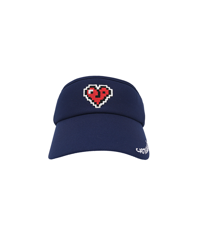 Castelbajac Women's Heart Pixel Summer Sun Cap - Navy