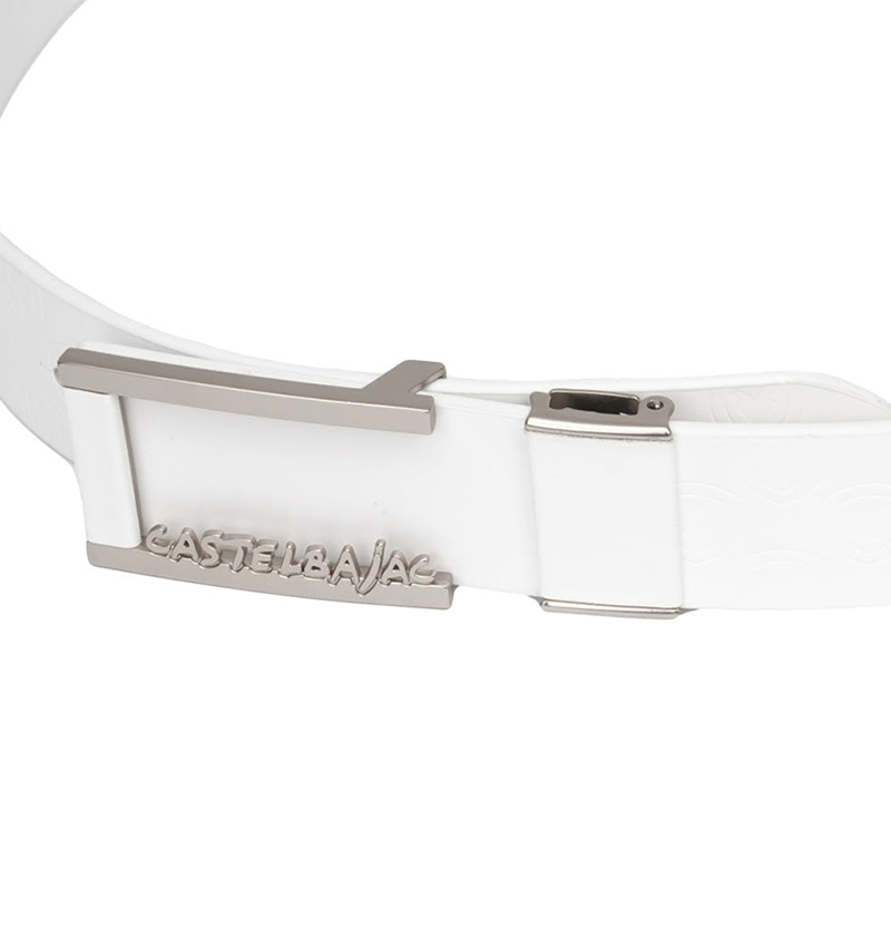 Castelbajac Men's Embossed Buckle Belt - White