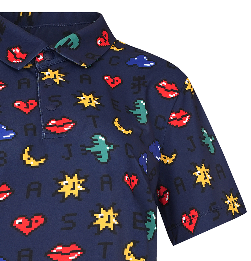 Castelbajac Men's Pixel Print Polo T-Shirt - 2 Colors
